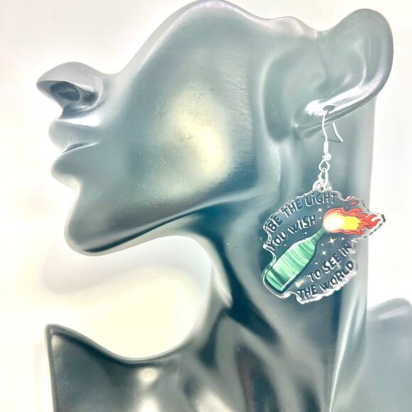 Fire Flame Earrings - Bold Statement Jewelry - Trendy Y2K Funny Accessory - Picture 7 of 8